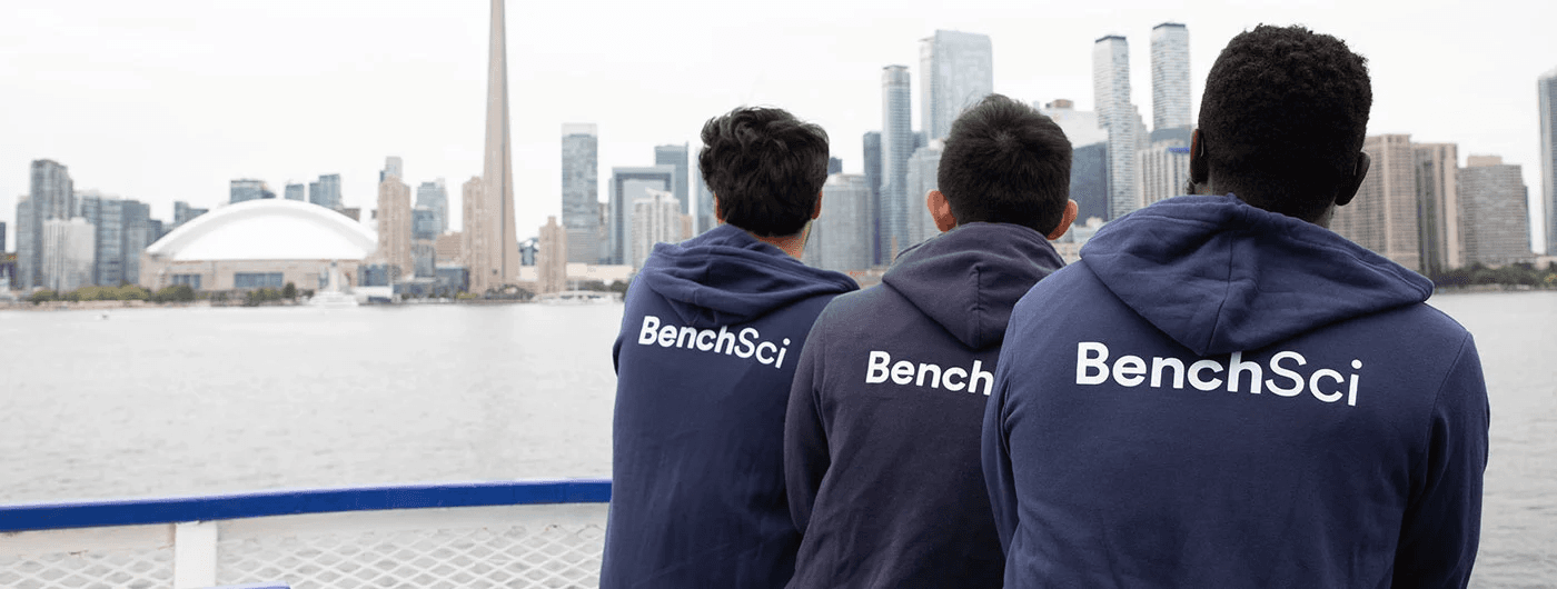 BenchSci team members in BenchSci-branded jackets.